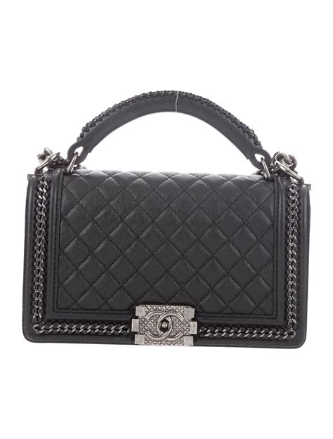 chanel boy chain purse|chanel black boyfriend bag.